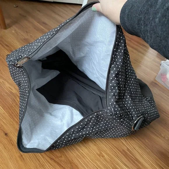 thirty one Fold Over Weekender in Charcoal City Swiss Dot - Picture 7 of 12